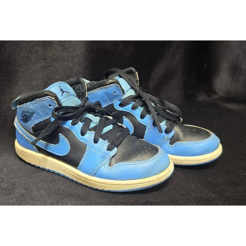 Nike Air Blue & Black Jordan 1 Mid Sneakers